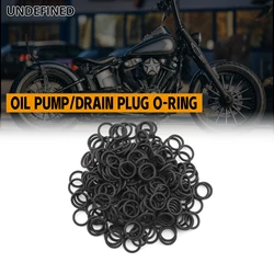 100 PCS Motorcycle Twin Cam O-Ring Oil Drain Plug Black Sealing Dealing Ring For Harley Dyna Touring Softail 1966-2020