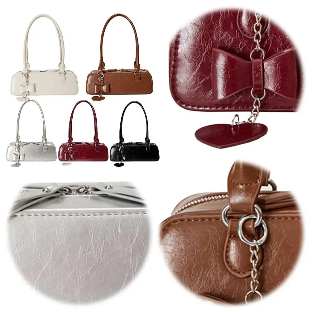 

Женская сумка из искусственной кожи под мышками, маленькая сумка, большая вместительная модная сумка на плечо на молнии с подвеской в виде сердца, стильный кошелек на плечо