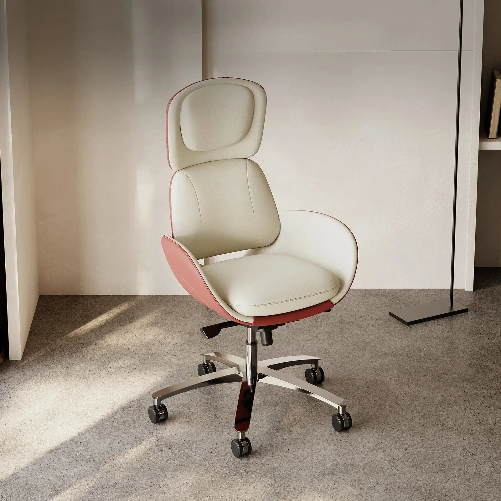 Designer ergonomics study computer chair high-end leather business home Italian minimalist comfortable sedentary cowhide