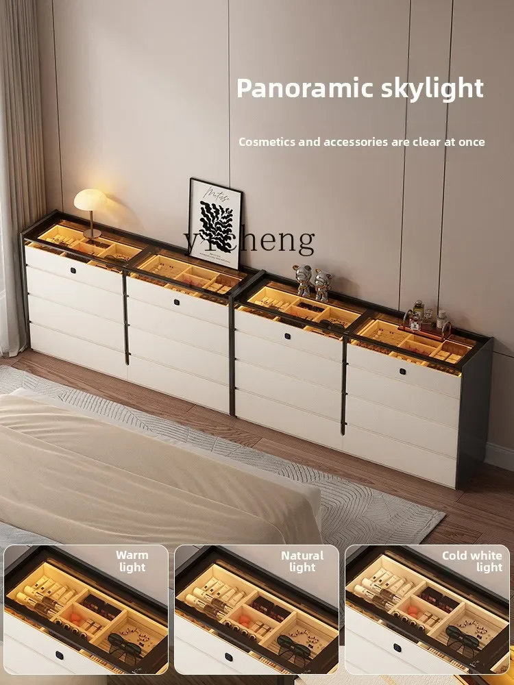 X5-18Cabinet next to the sofa in the living room Decorative cabinet Light luxury high-end feeling partition cabinet with light