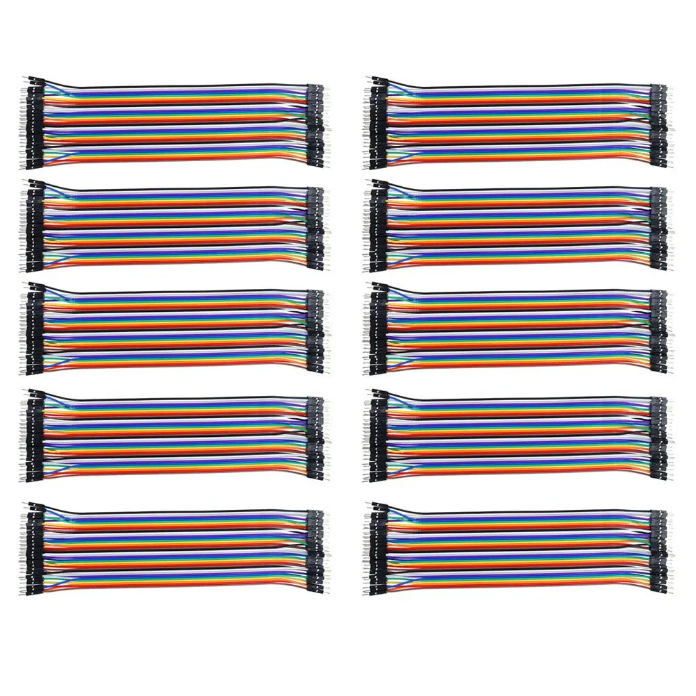 10Pcs Breadboard Jumper Cable 40Pin 320Cm Male to Male Ribbon Wire Line Colorful Breadboard Wire Line
