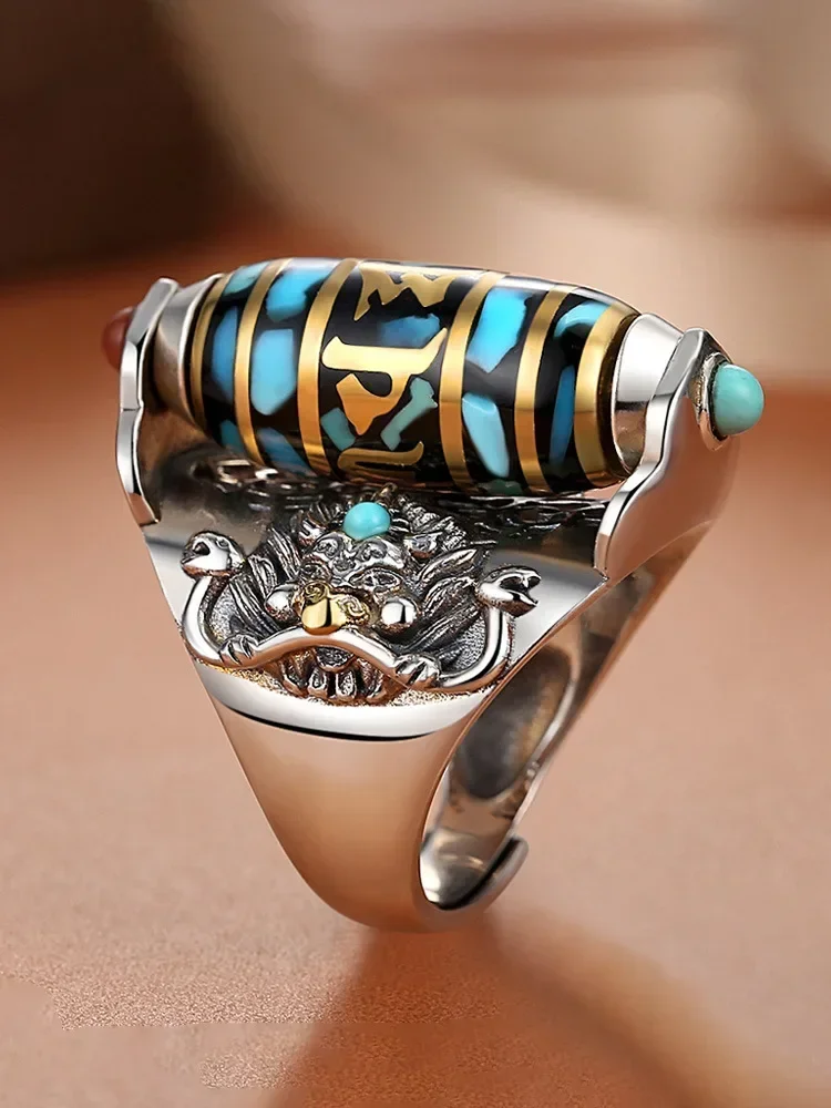 New Silver Color China-Chic Six Word True Words Sky Pearl Rotating for Men Dapeng Bird Personality Couple Fashion Accessories