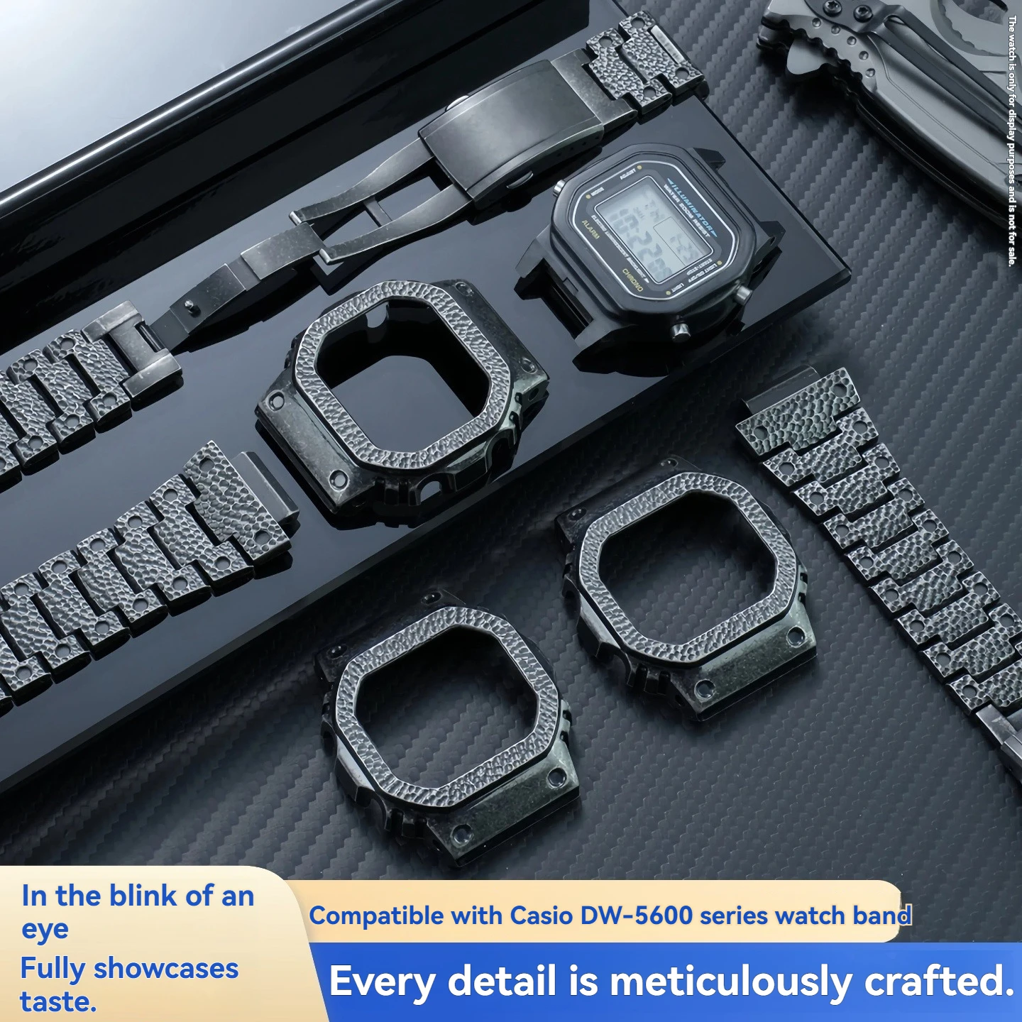 For Casio G-SHOCK Small Square DW5600/GMW-B5000/GA-2100 Modified Titanium Alloy Hammer Pattern Watch Case Stainless Steel Crater