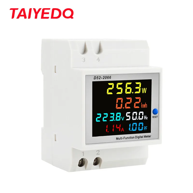 6 in1 Din Rail AC Volt Monitor 110V 220V 380V moc prądu Kwh miernik energii elektrycznej inteligentny wzmacniacz 100A D52-2066
