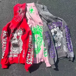 Y2k Hoodie Gothic Skulls Printing Punk Hip Hop Casual Sweatshirt New Selling Personality Fashion Cotton Hoodies Men Streetwear