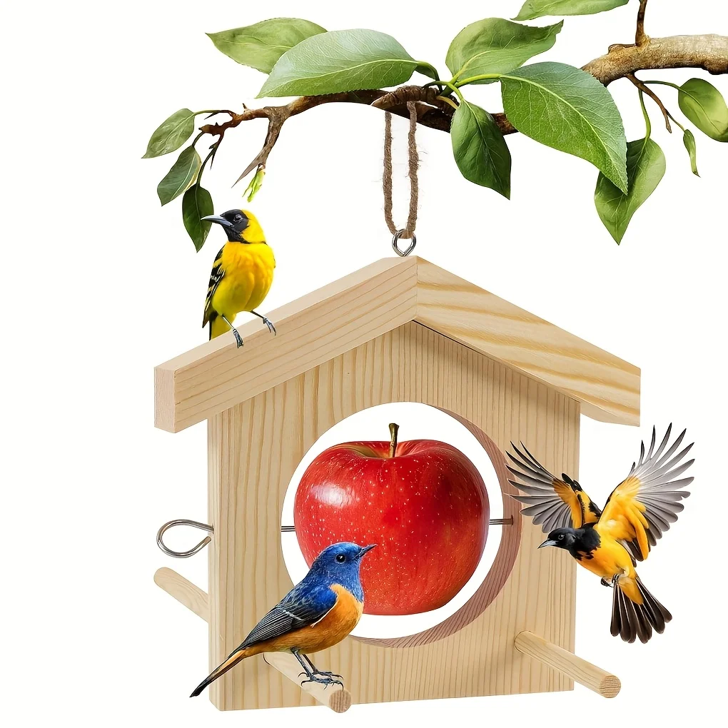 1 accesorio, colores y estilos enviados al azar. Comedero para Pájaros Colgante para Exteriores, Comedero para Pájaros con Forma de Manzana y Naranja, Soporte para Frutas para Colibríes y Pájaros Azules para Balcón