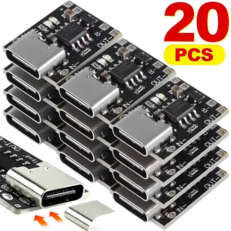 Carte de charge et de décharge de batterie au lithium TP4056 3,7 V avec protection USB Type-C, 1/5/20 pièces