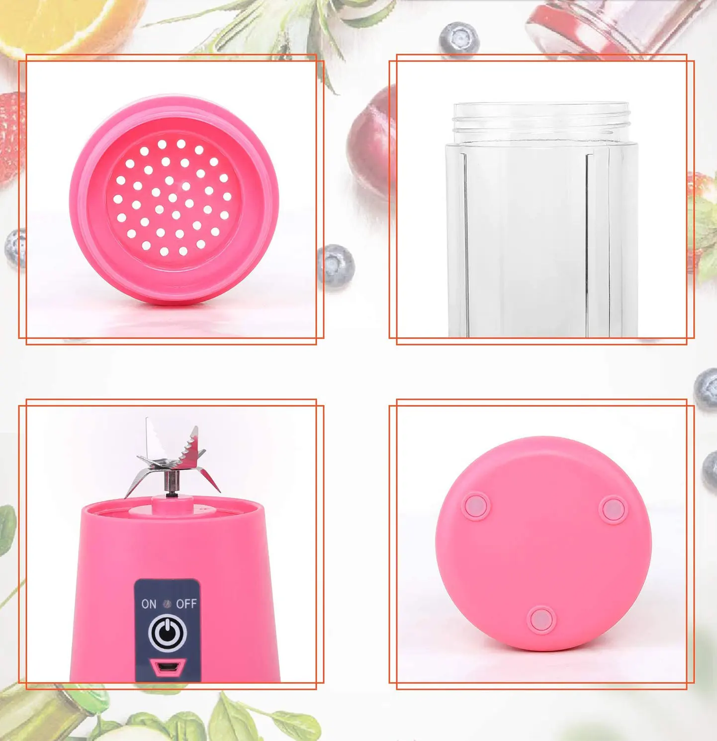 380ml Mini Electric Automatic USB Type-C Fruit Juice Juicer Cup Rechargeable Portable Blender for Outdoor Home Use