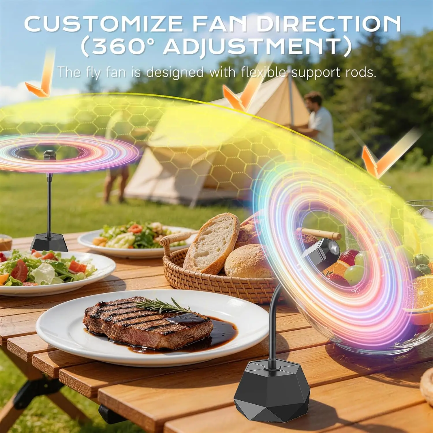 Table Top Fly Deterrent Soft Blade Battery Powered, Fly Repellent, Quiet Operation, Picnic Use All Season Neutral