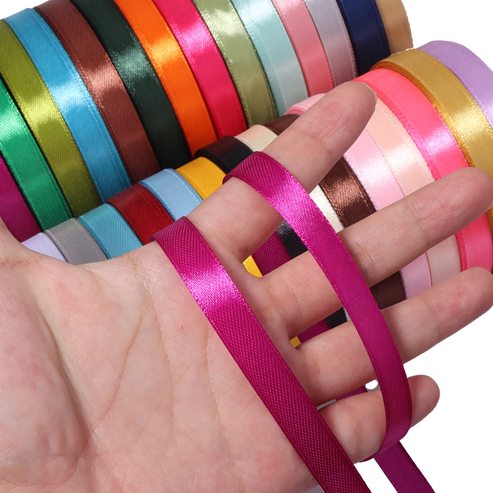 25 Yards/Rolle 6mm Seidensatinbänder für Weihnachten, Halloween, Geburtstag, Geschenkverpackung, DIY Handarbeitsmaterial – Detail 2