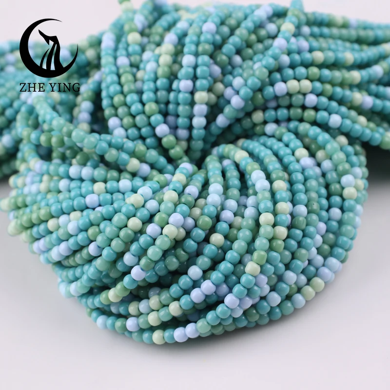 5 Strands Hydro Glass Beads 2 3mm Green Micro Round Loose Spacer Beads for Jewerly Making DIY Needlework Bracelet Necklace