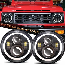 For JK VAZ 2121 Lada Niva 7'' LED DRL Headlight 4x4 7inch Round halo Headlights 7
