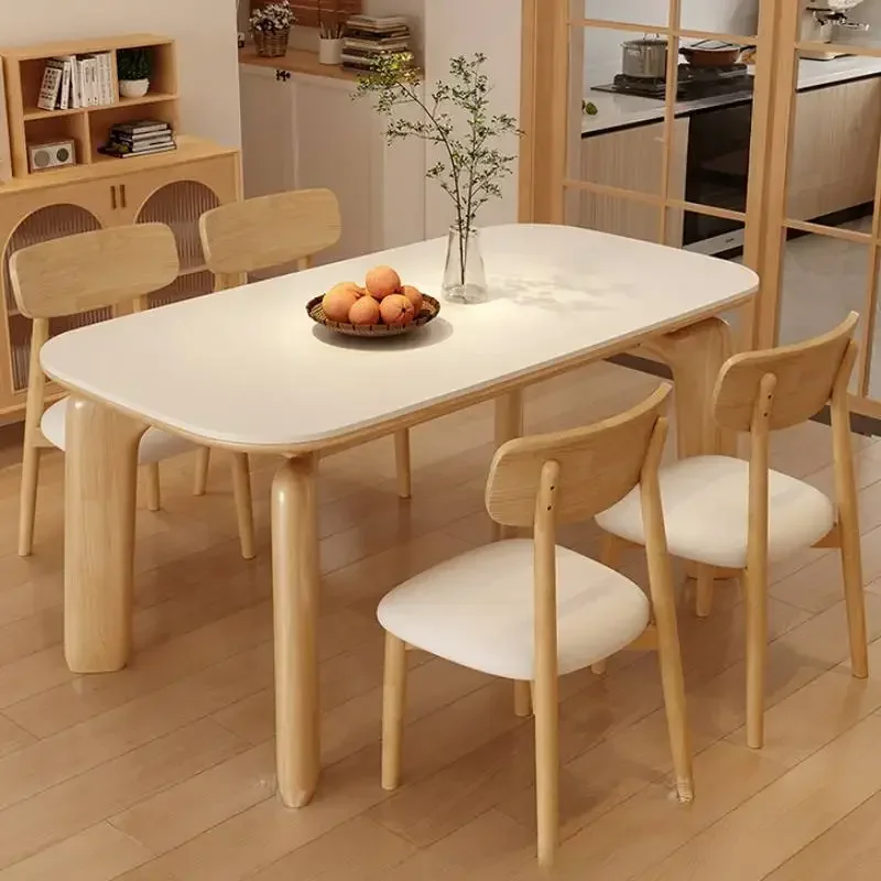 Waterproof Wooden Dining Table Stand Study Unique Luxury Restaurant Dining Table White Rectangular Mesas Comedor Home Furniture