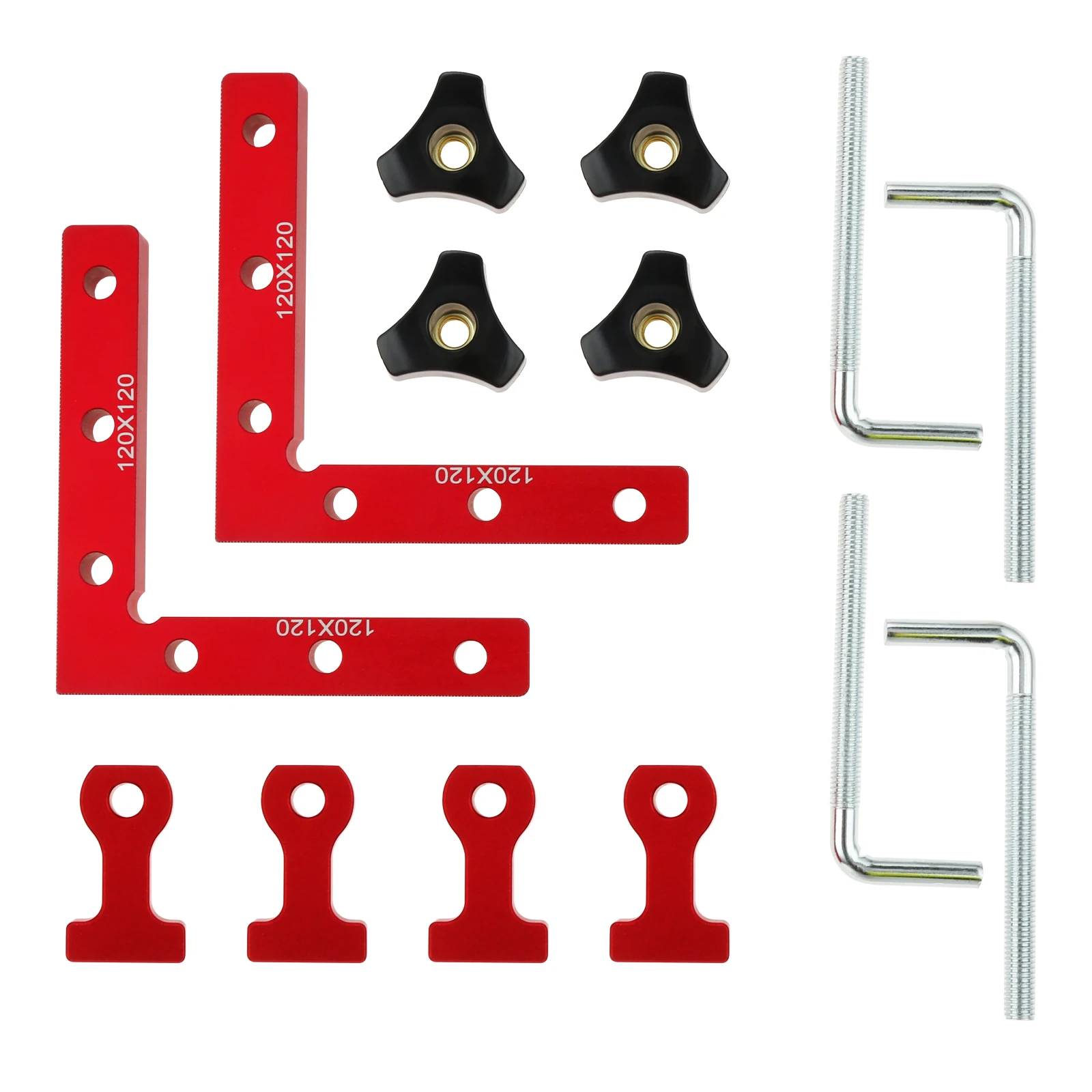 

6pcs/1set Carpenter Positioning Squares 4.7" 120mm Alloy Right Angle Corners with 4 Clamps L-Type Adjustable Woodworking Tools