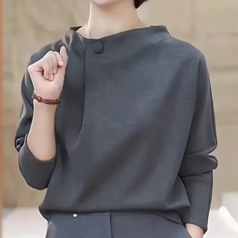 

Women's Korean Style Solid Color Hoodie Spring Autumn New Single Button Casual Fashion Versatile Trendy Top