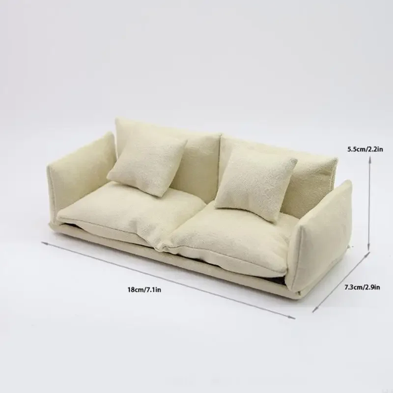 Mẫu ghế sofa Loveseat Mô hình nhà búp bê bằng gỗ thu nhỏ Mô hình tiết Nội thất tỷ lệ 1/12 dành cho nhà sưu tập 15UB