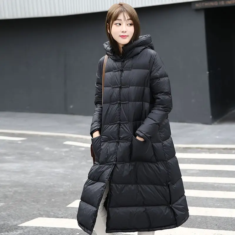 Autumn and Winter New Women\'s Oversized Down Jacket Loose Commuting Leisure Windproof Hoodie Large Size White Duck Down Coat