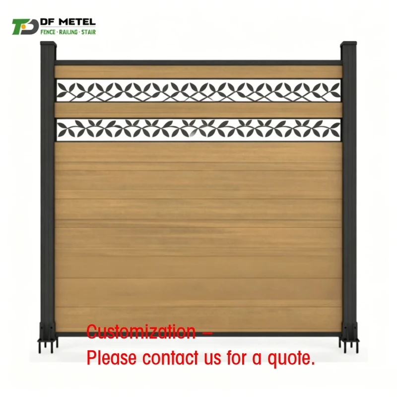 custom.DF Popular Wood Plastic Composite Garden Fence Panel Aluminum Post Outdoor Decoration Privacy Slat Wall WPC Fence