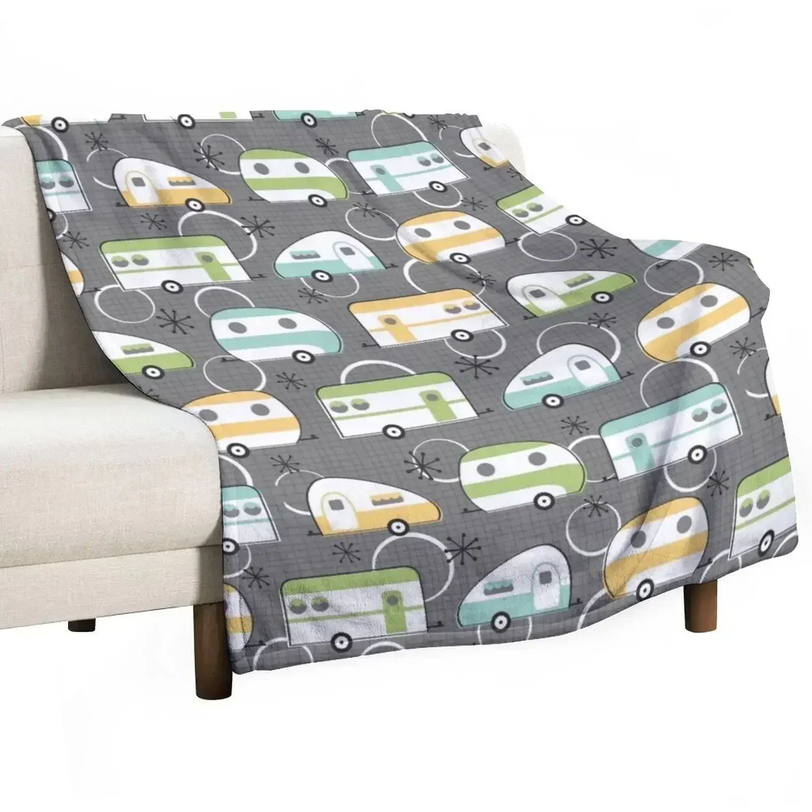 

Happy Campers Throw Blanket for winter Luxury Thicken Flannel Fabric Blankets