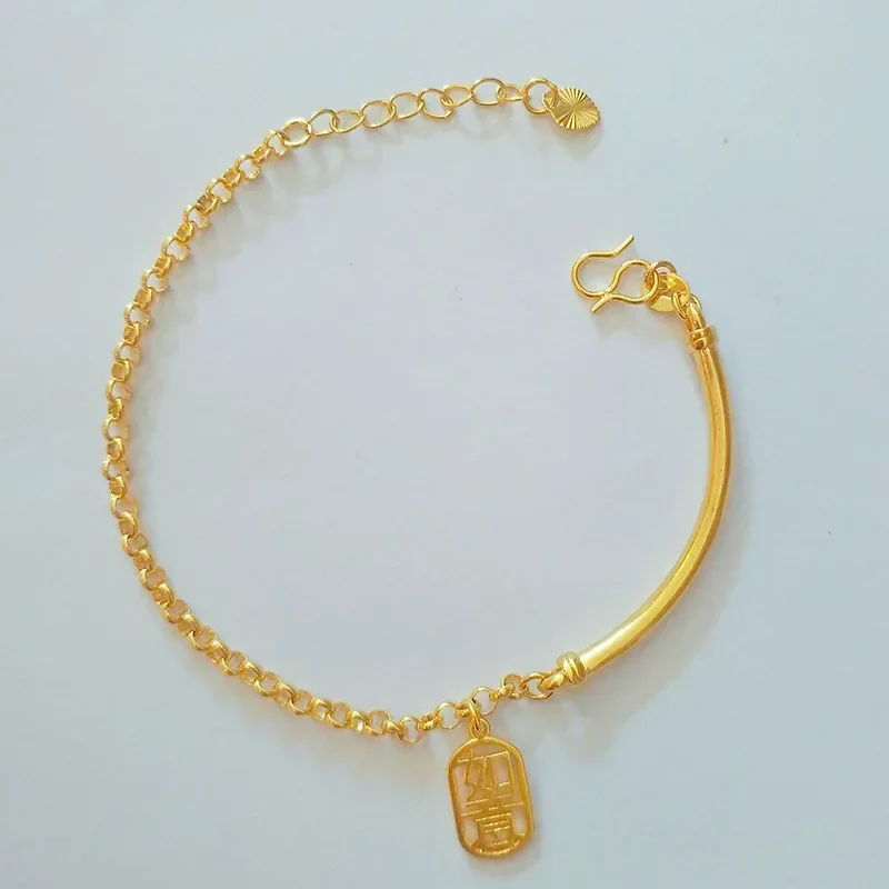 

999 real gold 18K Matte Half Bracelet Bracelet Blessed