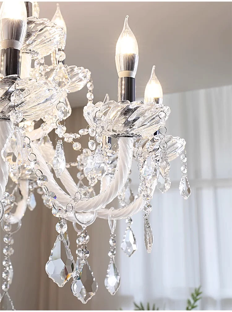 Painted Black Candle E14 Chandelier K9 Crystal Pendant