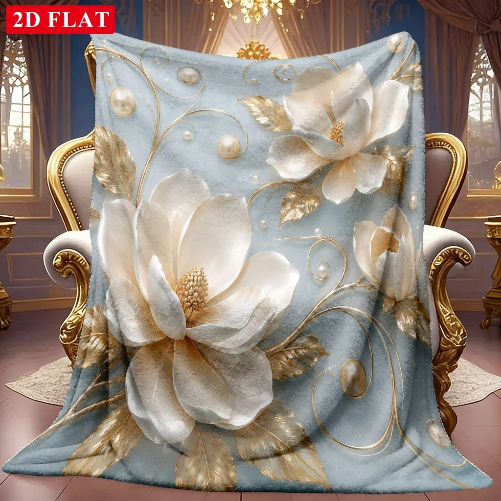 Festive Luxe Floral Motif Soft Throw Versatile Home Accent For Coffee Shop Office Gym Dance Studio Lounge Area