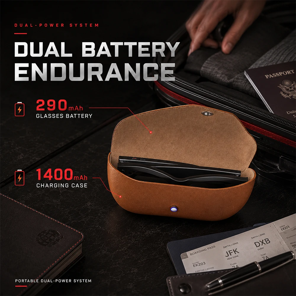 8MP Camera Smart Glasses 1200P HD EIS Stabilization 1400mAh Charging Case WiFi Transfer Photo Voice Recorder Wearable Glasses view 6