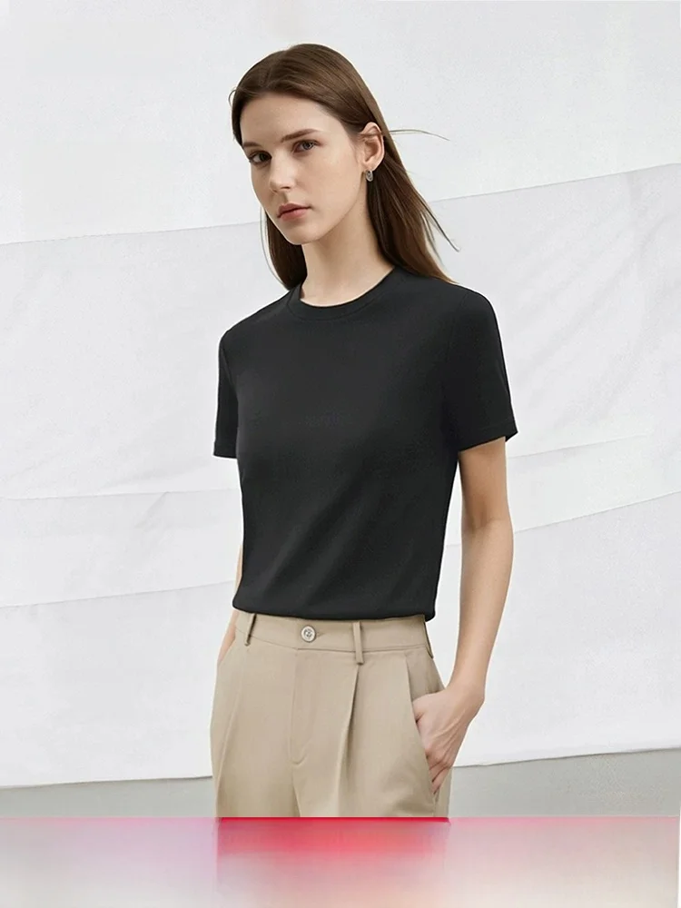 

Slim Fit Modal Cotton ort Sve T-irt Women's Casual Versatile Sle Summer New Arrival Breathable Comfortable round Nec...