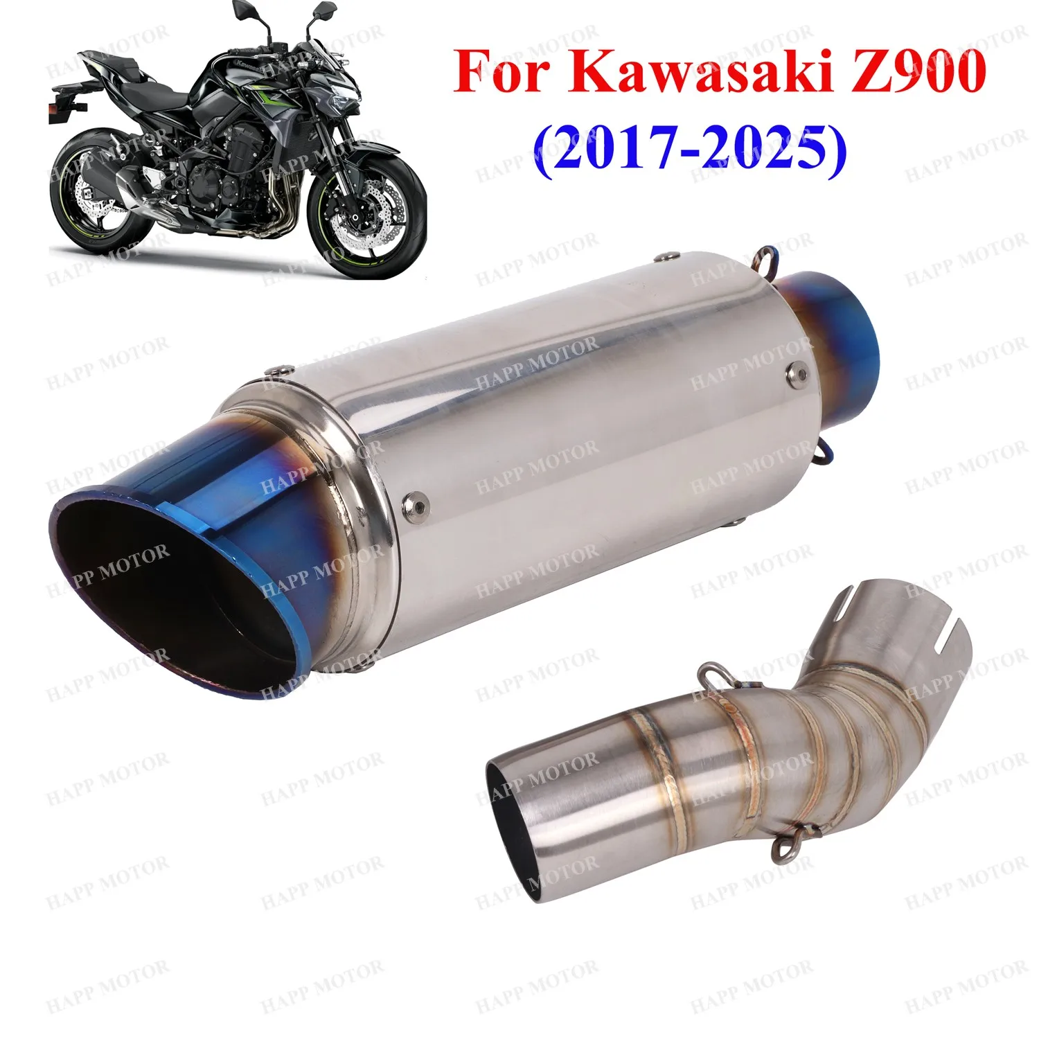 

Slip On For Kawasaki Z900 Z900E 2017-2023 Motorcycle Exhaust Escape System 51MM Middle Pipe Z900 Exhaust