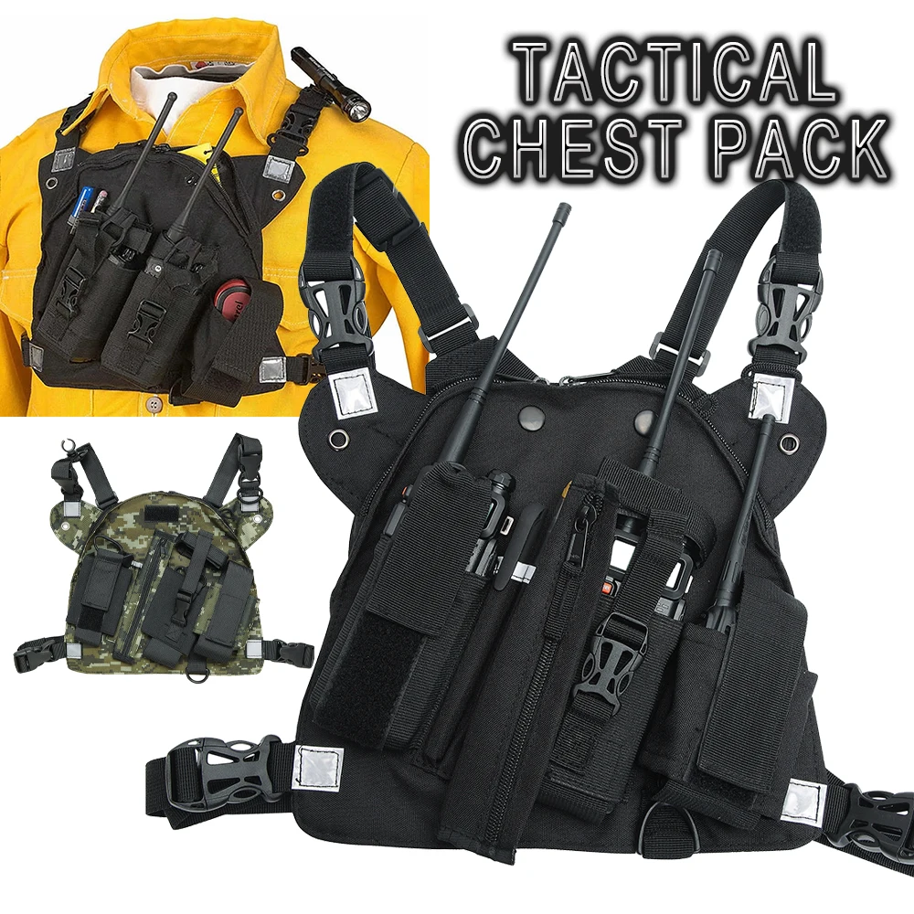 

Tactical Chest Pack Multi-Function Universal Walkie-Talkie Backpack Storage Bag Adjustable Shoulder Straps Outdoor Hunting Gear
