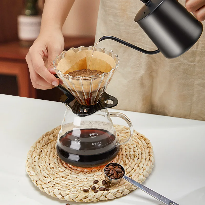 Pour Over Coffee Maker,Borosilicate Glass Coffee Server with Glass Lid,Pour Over Coffee Dripper for Home Café Restaurant, - view 6