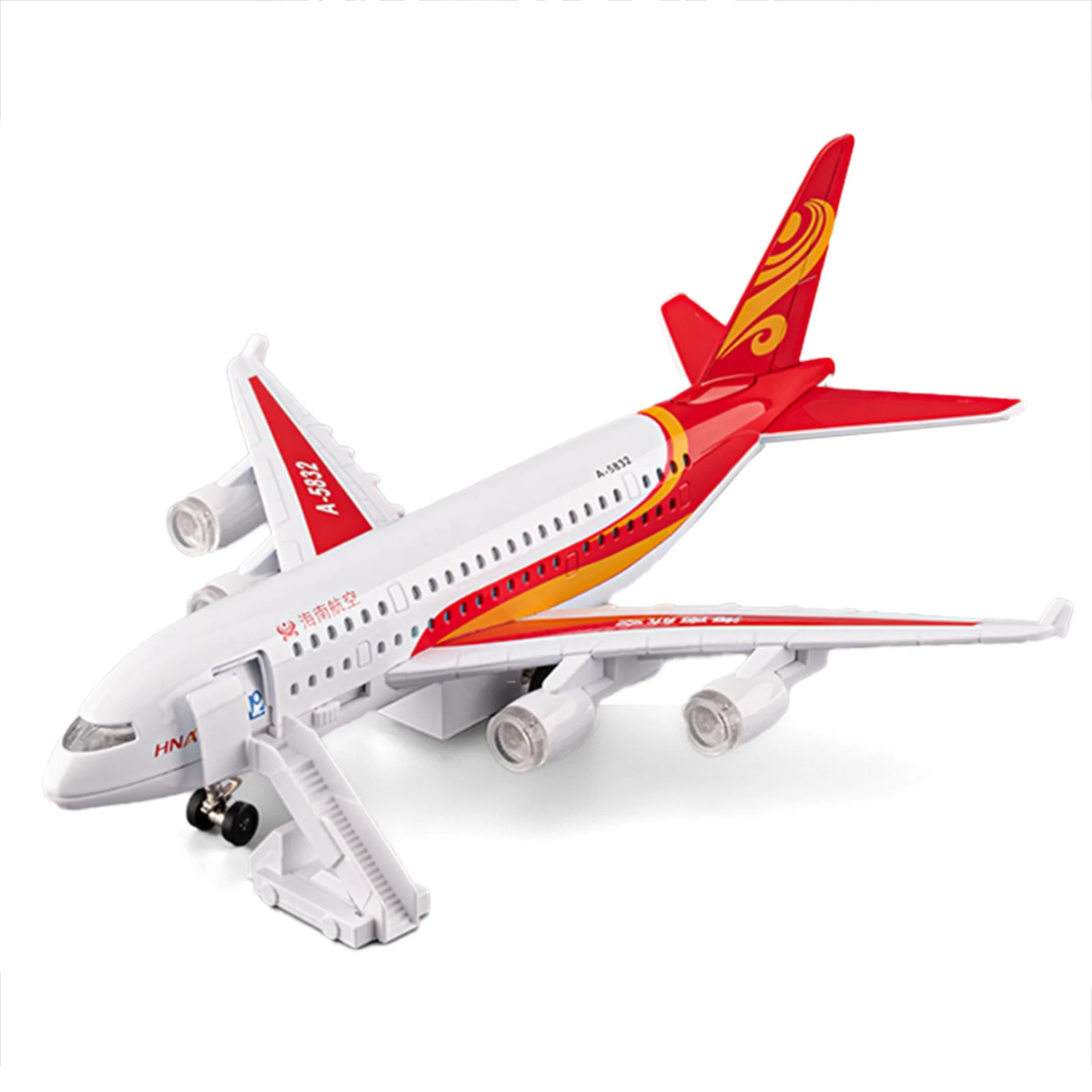 Eastern A380 Airplane Model Toy Doors Opened Music Light Pull Back Fighter Civil Airliner Model Aircraft Ornaments