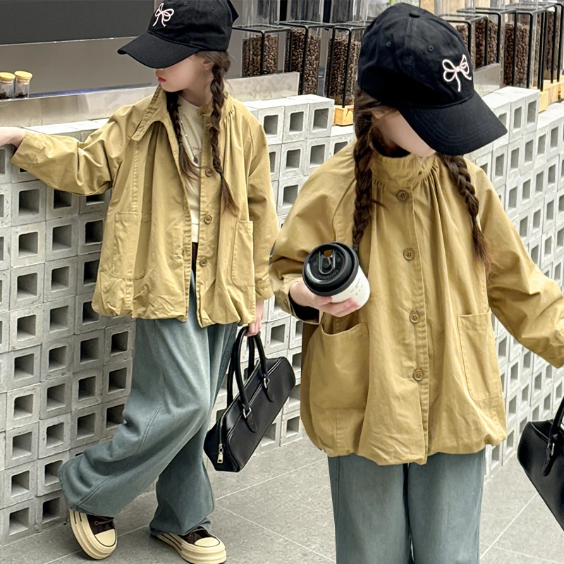 

2025 Spring and Autumn Girls' Children's Clothing High Quality Yellow Jacket High Quality