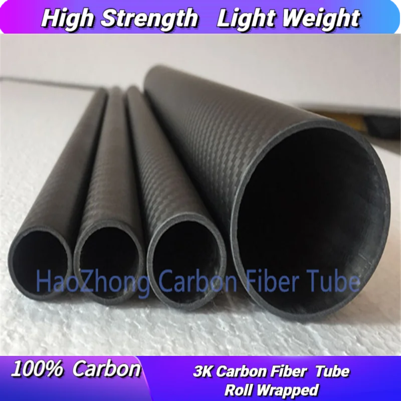 OD 50XID 46X500MM 3K Roll Wrapped 100% Pure Carbon Fiber Tube  3K  Matt finish  50*46