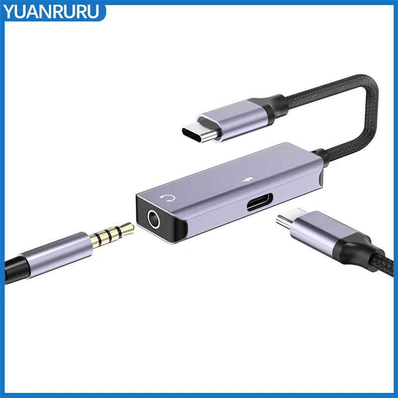 YUANRURU Type-C to 3.5mm Jack Earphone Adapter Fast Charge Audio Adapter Cable USB C to Aux Cable for IPhone 15 16 Samsung