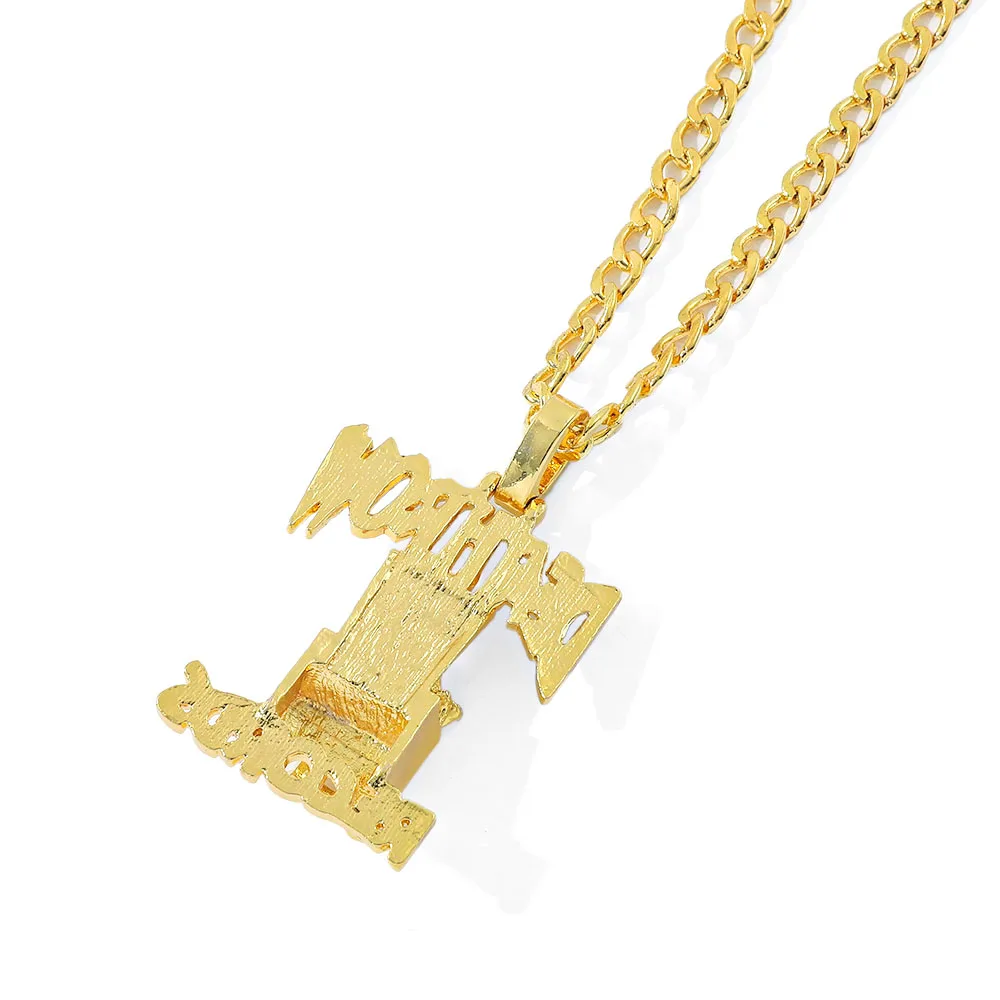 Hip-Hop DEATHROW RECORDS Prisoner Necklace Rhinestone Pendant Couple Necklace with Crystals - view 2