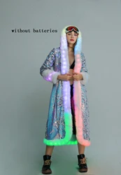 LED Light Up Coat for Women Unisex Novelty Costume for Burning Man Party Carnivals Halloween Xmas Raves Performance