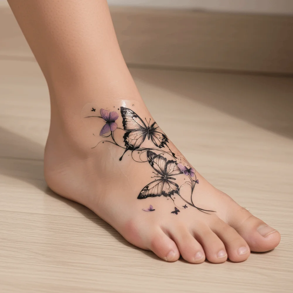 1Pc Fashionable Cool Temporary Tattoo Sticker Colorful Butterfly Design Couple Fake Tattoo One-Time Use Body Paint