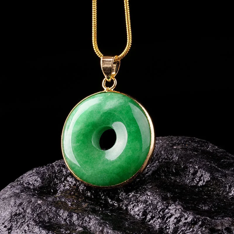 Jade Donut Necklace Pendant Designer 925 Silver Necklaces Luxury Gemstones Jadeite Jewelry Green Natural Amulet Gifts for Women