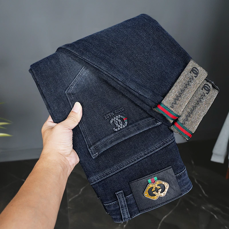 Ripped Regular Slim Fit Straight Jean Comfort Casual Autumn Fashion Denim Pant Classic Skinny Vintage Unisex Men Stretch Trouser