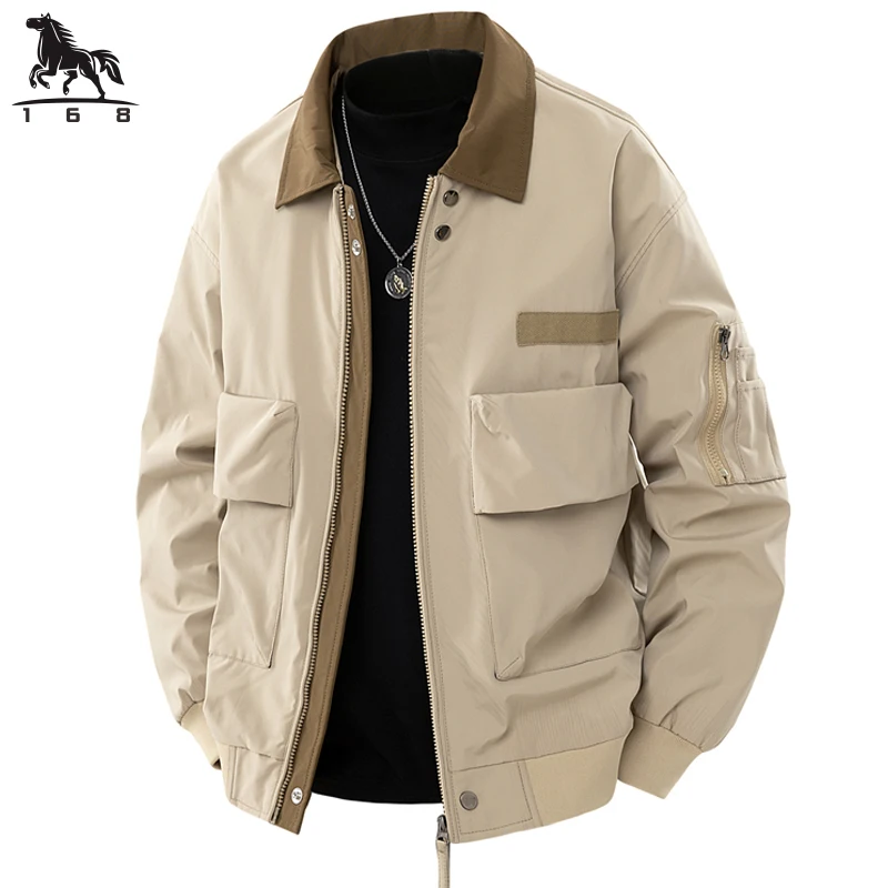 

Jacket Mens Spring autumn New men jacket solid color washed Jackets casual coat Men's business coats Size M-3XL 4XL 82513