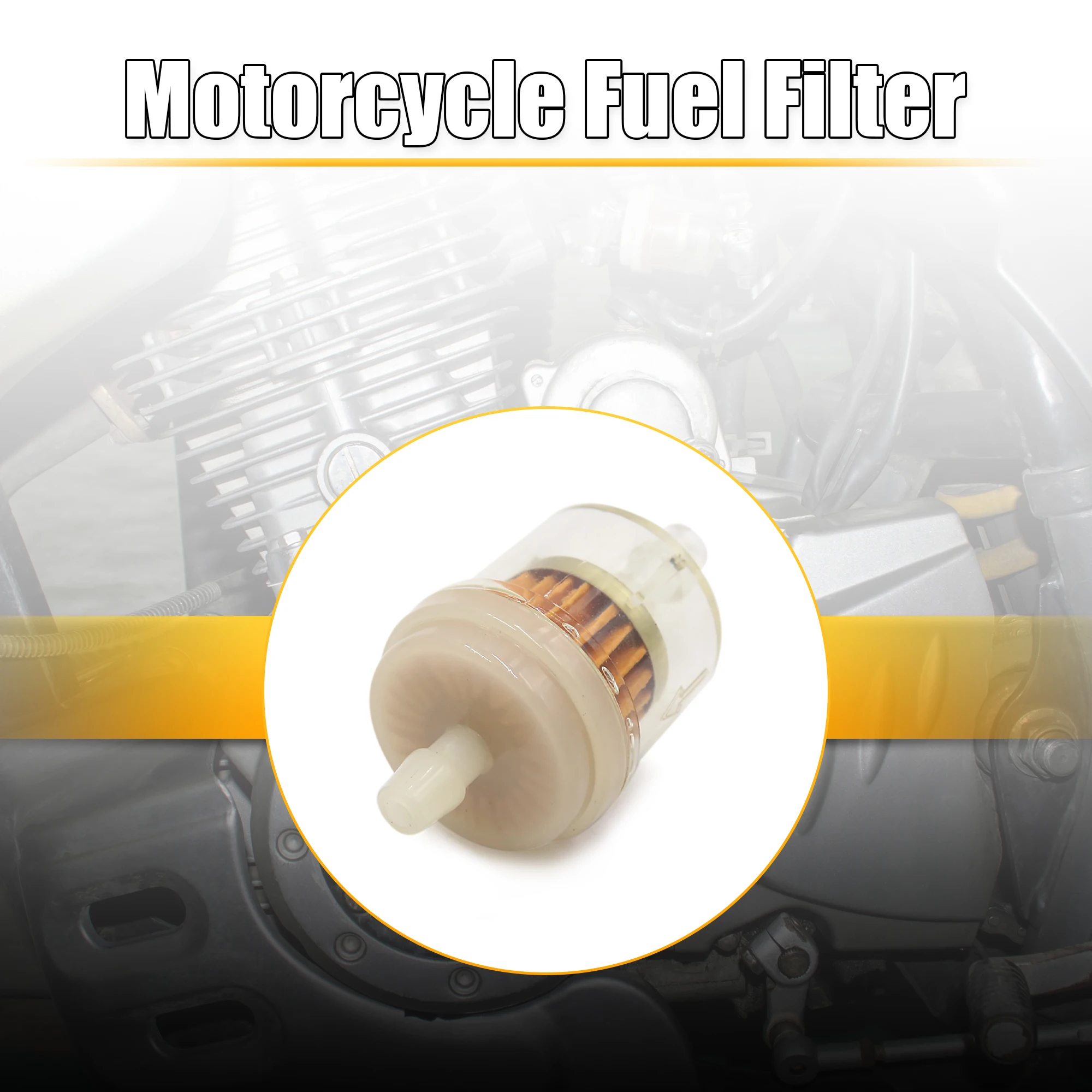 Motoforti Magnetic Motorcycle Gasoline Gas Oil Fuel Filter for 7mm Dia Hose Replacement Gold Tone Clear Plastic