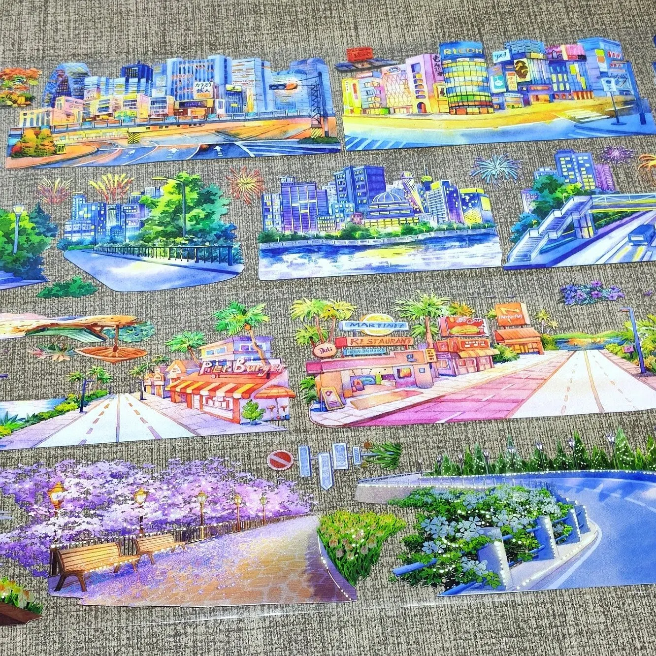 1 Loop Pet Tape Jingwuzhi July Tokyo Night View City F1reworks Twilight Seaside Promenade Night Scenery Building  Sticker