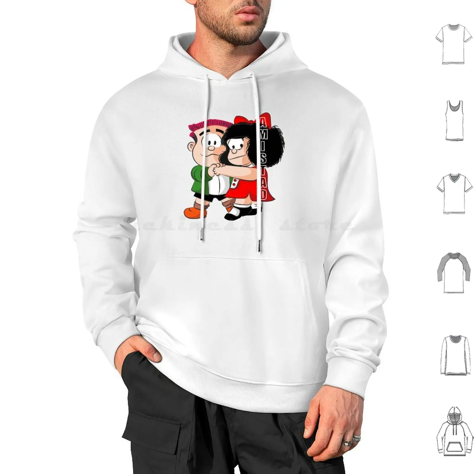 Mafalda And Manolito Friendship Hoodie cotton Long Sleeve Friendship Mafalda Manolito Friends Dance Hug