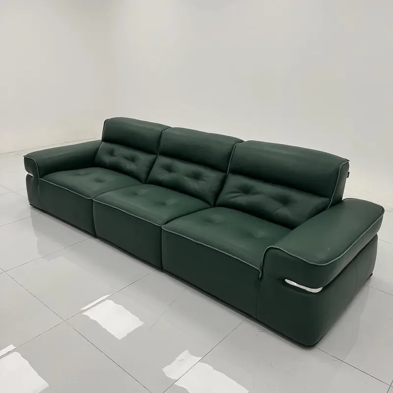 Minimalist leather sofa high-end first-layer cowhide medium antique style living room furniture Foshan