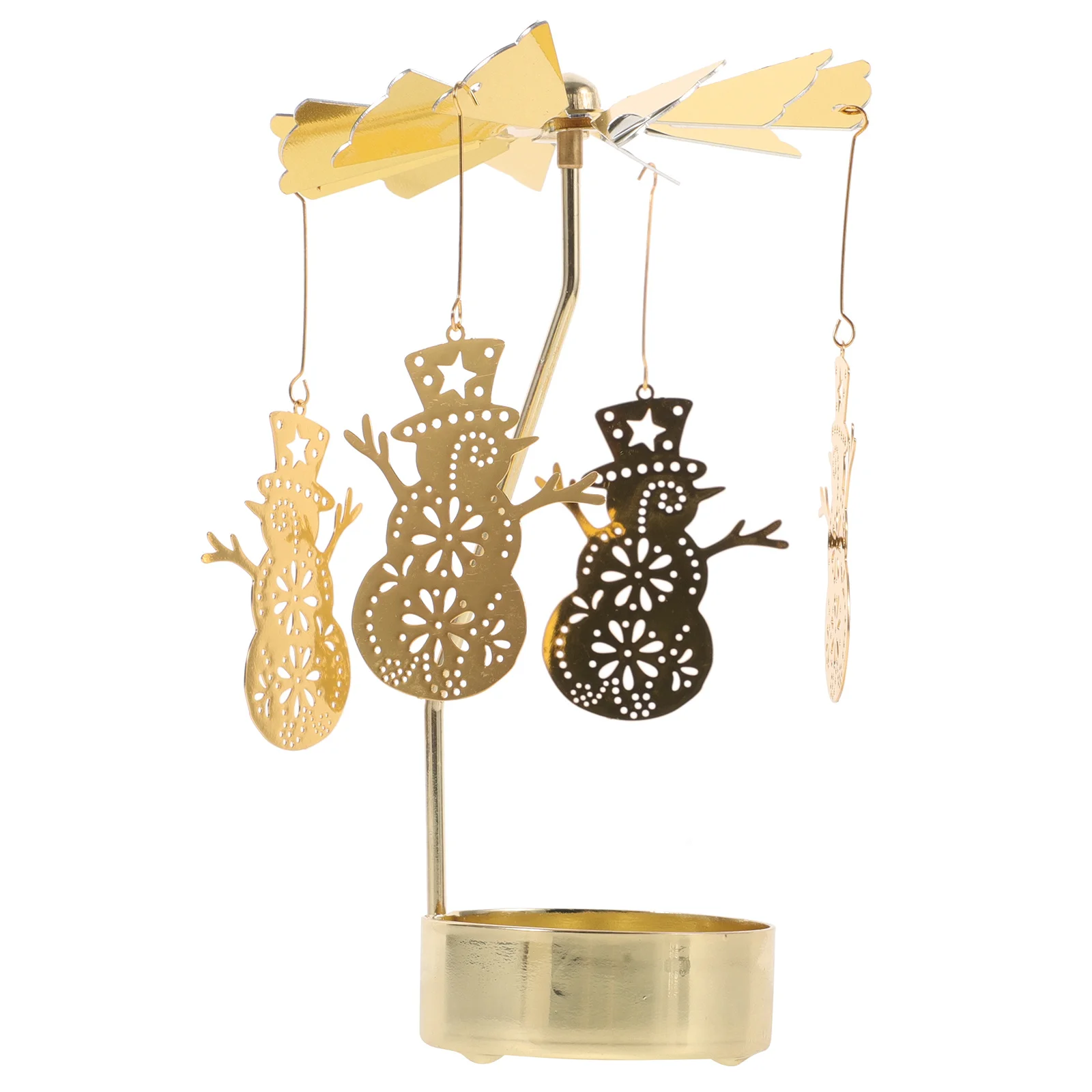 

Rotating Carousel Holder Snowman Design Metal Tea Light Stand For Christmas Party Tabletop Decor Festive Supplies