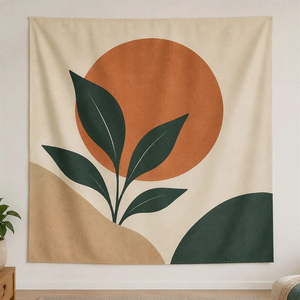 VIKAMA Single Focal Circle Clustered Groups Tapestry Wall Hanging, Modern Wall Art Tapestries for Living Room Bedroom Kids Room