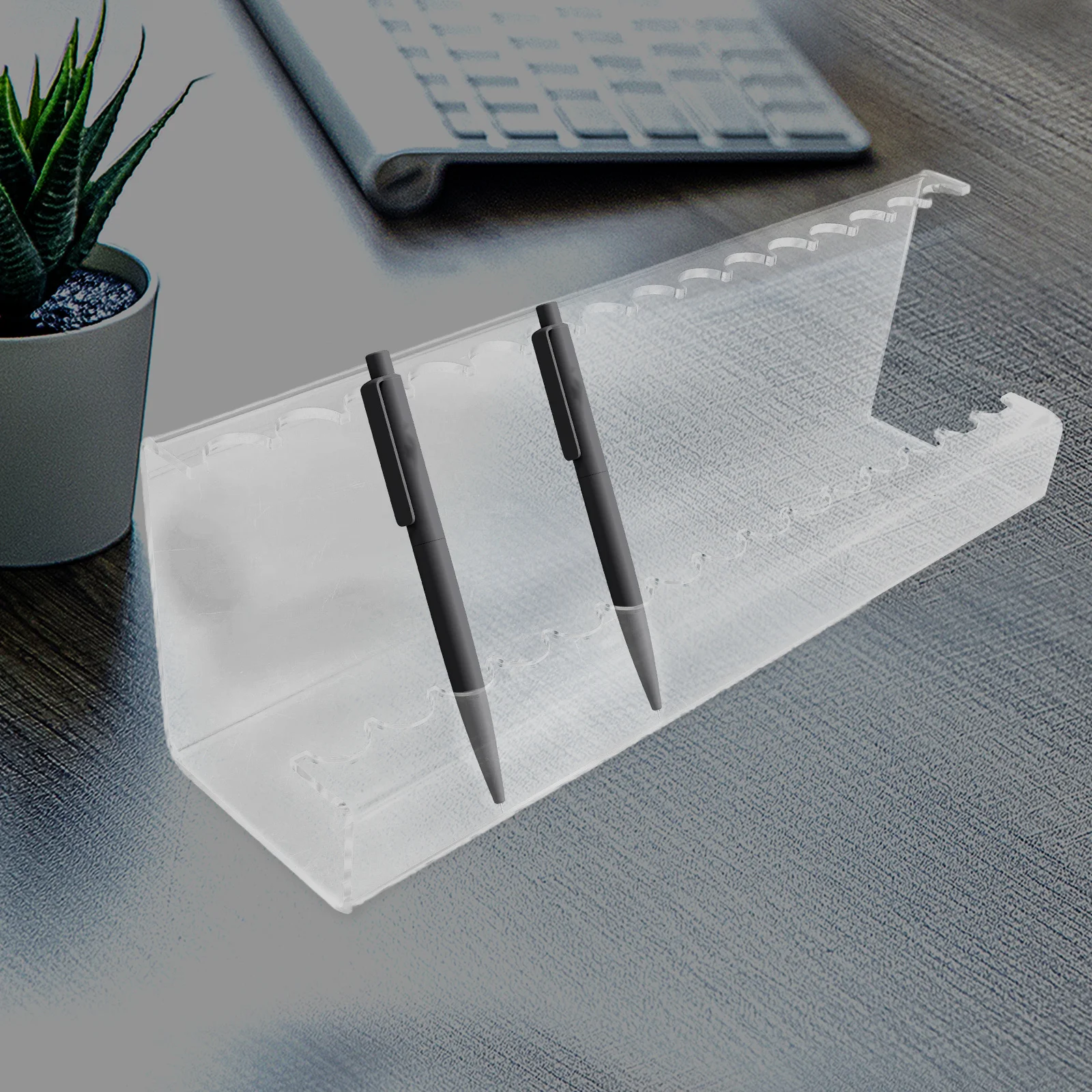 

Desktop Transparent Acrylic Pen Holder 15-Slot Organizer Office Stationery Case Marker Pencil Storage Pen Case
