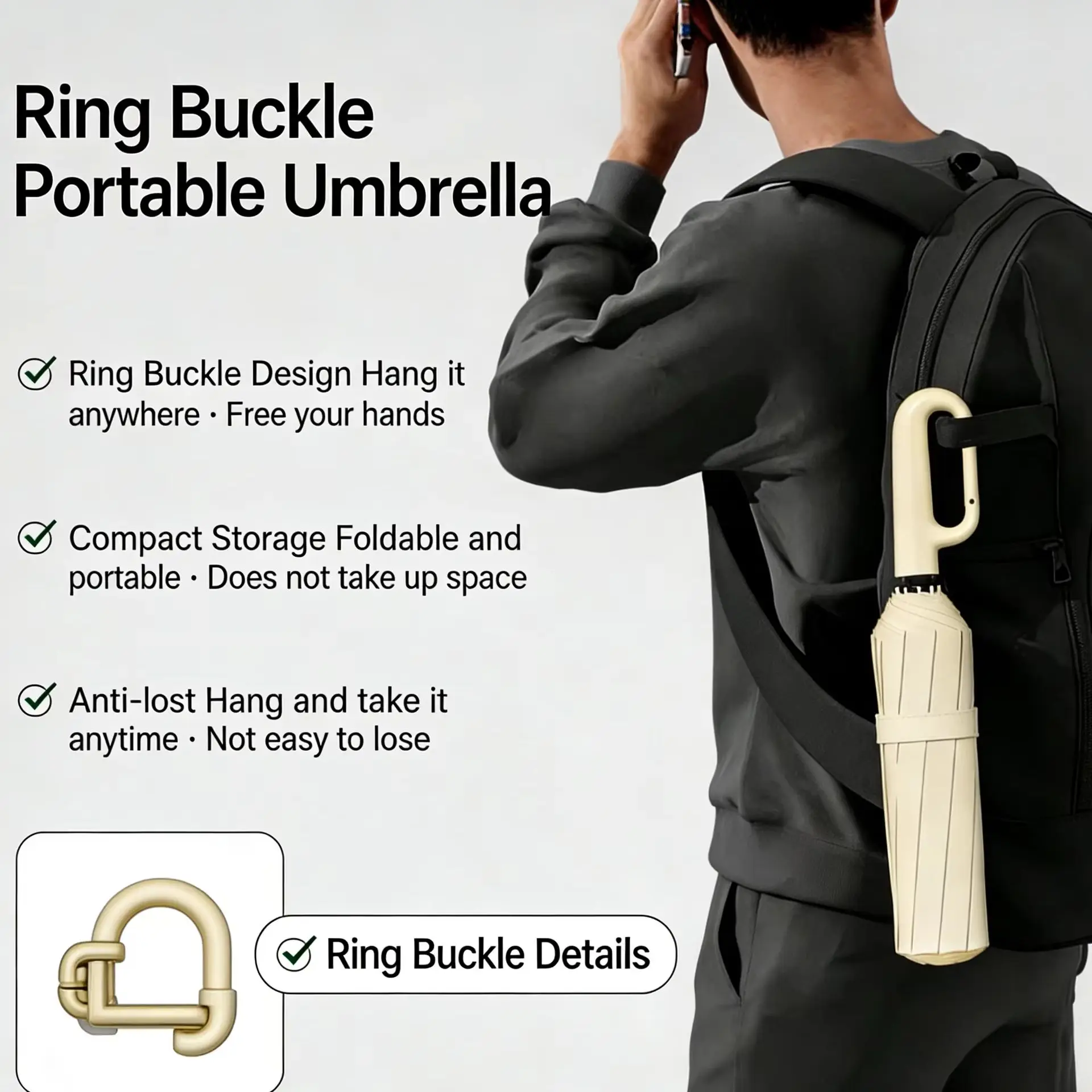 Extra Large Reinforced Wind-resistant UV-protection Automatic Open/Close Umbrella with Ring-Shaped Automatic-Lock Handle