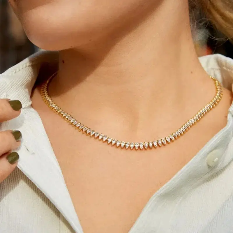 Classic Water Drop Cz Tennis Chains Necklace for Women Pave White A Zirconia Gold Platinum Plated Color Fashion Jewelry 2023